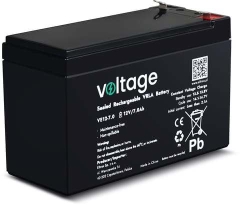 ⁨Akumulator AGM Voltage 12V 7Ah VE12-7.0 (Żywotność 6-9 lat)⁩ w sklepie Wasserman.eu