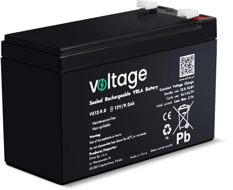 ⁨Akumulator AGM Voltage 12V 9Ah VE12-9.0 (Żywotność 6-9 lat)⁩ w sklepie Wasserman.eu