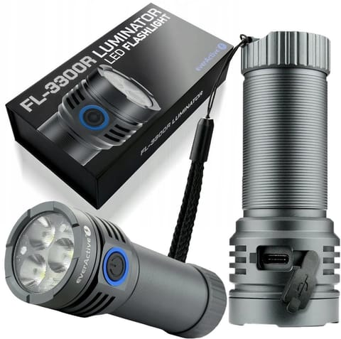 ⁨Handheld flashlight 3x Osram P9 10W LED everActive FL-3300R Luminator 3300 lumens IPX4⁩ at Wasserman.eu