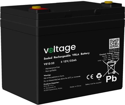 ⁨Akumulator AGM Voltage 12V 33Ah VE12-33 (Żywotność 6-9 lat)⁩ w sklepie Wasserman.eu