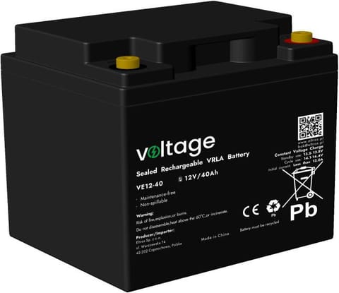 ⁨Akumulator AGM Voltage 12V 40Ah VE12-40 (Żywotność 6-9 lat)⁩ w sklepie Wasserman.eu