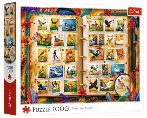 ⁨Puzzle 1000 Kolekcja znaczków - atlas ptaków TREFL⁩ w sklepie Wasserman.eu