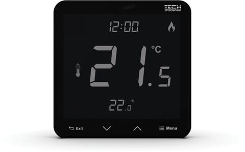 ⁨Przewodowy regulator pokojowy czarny R-10S PLUS Tech Sterowniki⁩ w sklepie Wasserman.eu