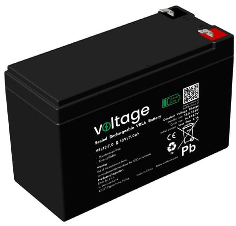 ⁨Akumulator AGM Voltage Long Life 12V 7Ah VEL12-7.0 (Żywotność 15 lat)⁩ w sklepie Wasserman.eu