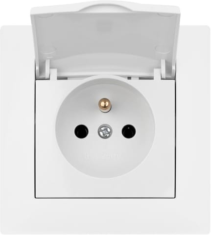⁨Gniazdo pojedyncze z klapką i uziemieniem VCX WESA LC 52 Biały⁩ w sklepie Wasserman.eu