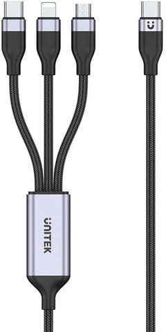 ⁨Unitek przewód ładujący USB 3 w 1 czarny⁩ w sklepie Wasserman.eu