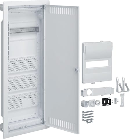 ⁨Rozdzielnica hybrydowa podtynkowa, 1 x12modułów, 3x płyta montażowa, 1x gniazdo 230V, HAGER Volta Hy⁩ w sklepie Wasserman.eu