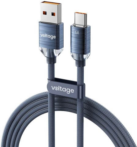 ⁨Kabel USB-A / USB-C Voltage PureCrystal 66W 200cm niebieski⁩ w sklepie Wasserman.eu
