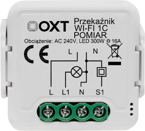 ⁨Moduł OXT przekaźnik 1 obwód pomiar 16A WIFI TUYA T220P⁩ w sklepie Wasserman.eu