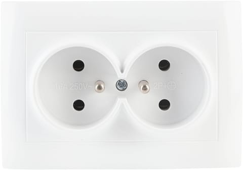 ⁨Gniazdo podwójne z uziemieniem VCX WESA LC 16 Biały⁩ w sklepie Wasserman.eu