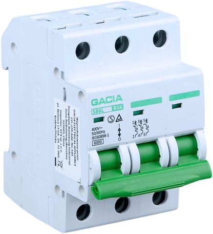 ⁨Wyłącznik nadmiarowoprądowy,6kA,B,3-pola,20A GACIA SB6L B 3P 20A⁩ w sklepie Wasserman.eu