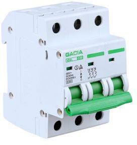 ⁨Wyłącznik nadmiarowoprądowy,6kA,C,3-pola,25A GACIA SB6L C 3P 25A⁩ w sklepie Wasserman.eu