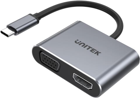 ⁨UNITEK D1049A notebook dock/port replicator USB 2.0 Type-C Silver⁩ at Wasserman.eu