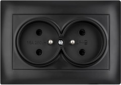 ⁨Gniazdo podwójne z uziemieniem VCX WESA LC 16 Czarny⁩ w sklepie Wasserman.eu