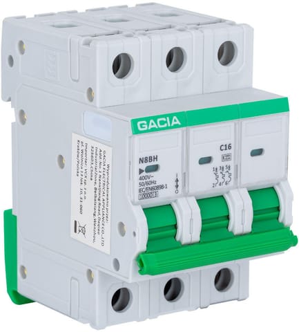 ⁨Wyłącznik nadprądowy GACIA N8BH 10KA C 3P 25A⁩ w sklepie Wasserman.eu