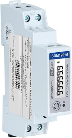 ⁨Licznik energii jednofazowy z Modbus dwukierunkowy VCX SDM120M (MID)⁩ w sklepie Wasserman.eu