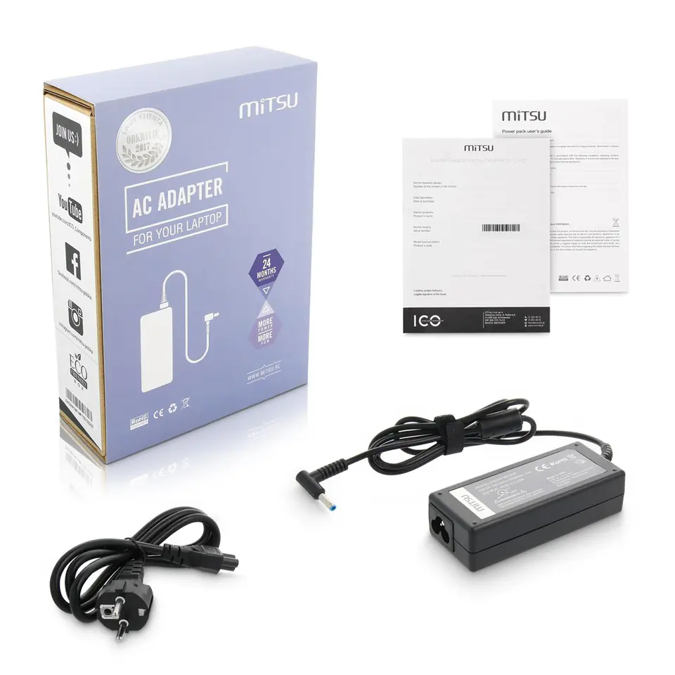 ⁨mitsu notebook charger/charger ZM/HP195333P 19,5v 3,33a (4,5x3,0 pin) - hp 65W⁩ at Wasserman.eu