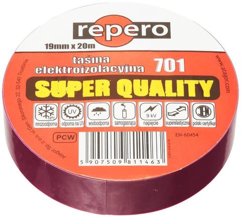 ⁨TAŚMA IZOLACYJNA REPERO 701 FIOLETOWA 19MMX20M⁩ w sklepie Wasserman.eu