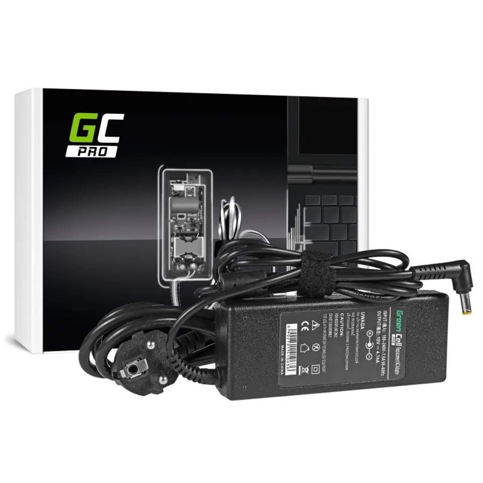 ⁨Green Cell AD02P power adapter/inverter Indoor 90 W Black⁩ at Wasserman.eu