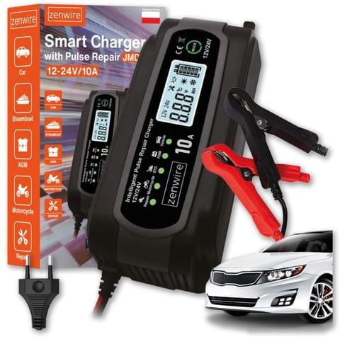 ⁨Prostownik Ładowarka Akumulatorów Samochodowy z Funkcją Naprawy 12V 24V 10A Zenwire JMD-10⁩ w sklepie Wasserman.eu
