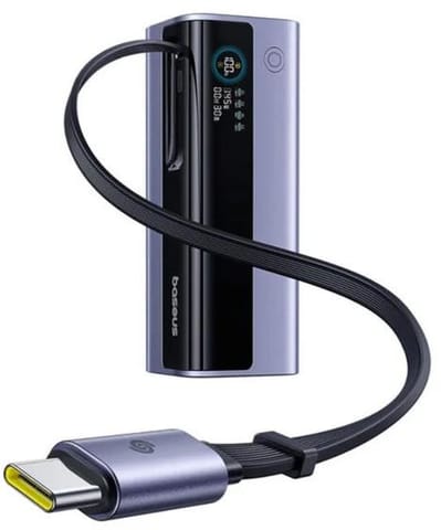 ⁨Powerbank Baseus EnerGeek GR11 20000 mAh 145 W USB-A 2x USB-C szary ze zwijanym kablem USB-C⁩ w sklepie Wasserman.eu