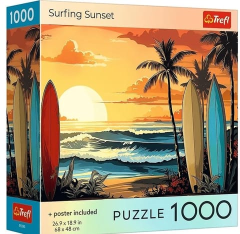 ⁨Puzzle 1000 USA Collection: Surfing Sunset TREFL⁩ w sklepie Wasserman.eu