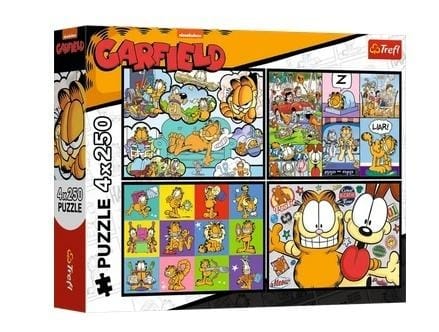 ⁨Puzzle 4x250 Garfield nie lubi poniedziałków TREFL⁩ w sklepie Wasserman.eu