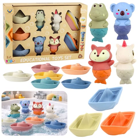 ⁨Zestaw Zabawki Do Kąpieli Zwierzątka Statki Łódeczki Gumowe 13 el.⁩ w sklepie Wasserman.eu