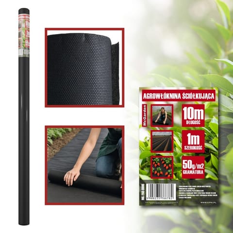 ⁨AGROWŁÓKNINA ŚCIÓŁKUJĄCA CZARNA 50G 1*10M⁩ w sklepie Wasserman.eu