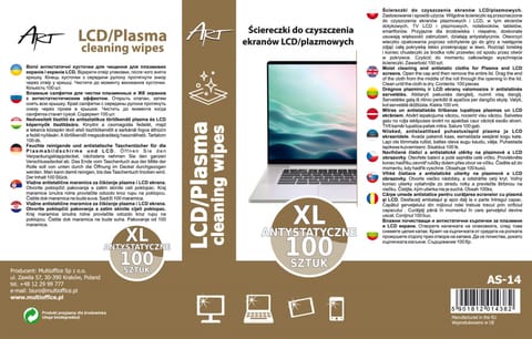 ⁨ŚCIERECZKI XL DO CZYSZCZENIA EKRANÓW LCD/TFT 100SZT AS-14 ART⁩ w sklepie Wasserman.eu