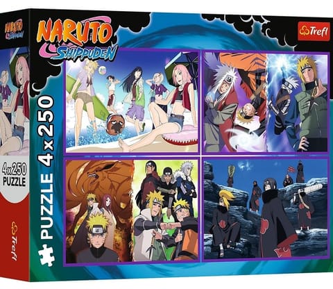 ⁨Puzzle 4x250 Przygody Naruto Uzumaki TREFL⁩ w sklepie Wasserman.eu