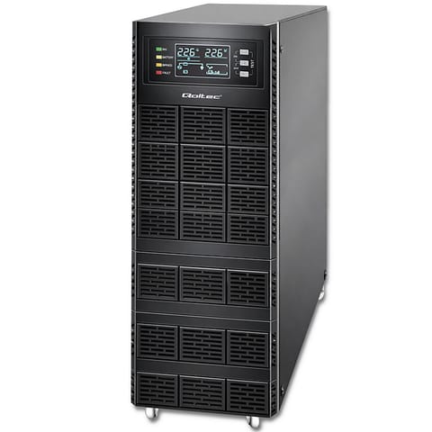 ⁨Qoltec 52283 Uninterruptible Power Supply UPS | 6kVA | 6000W | Power factor 1.0 | LCD | EPO | USB | On-line⁩ at Wasserman.eu