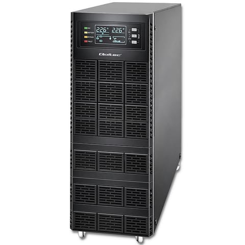 ⁨Qoltec 52284 Uninterruptible Power Supply UPS | 10kVA | 10000W | Power factor 1.0 | LCD | EPO | USB | On-line⁩ at Wasserman.eu