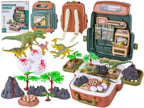 ⁨Duży Zestaw Dinozaurów W Plecaku Figurki W Walizce DINOZAURY Wulkan Akcesoria 30 El.⁩ w sklepie Wasserman.eu