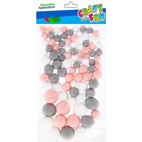 ⁨Pompony mix kolorów i rozmiarów pastelowe 90szt. CRAFT WITH FUN 501476⁩ w sklepie Wasserman.eu