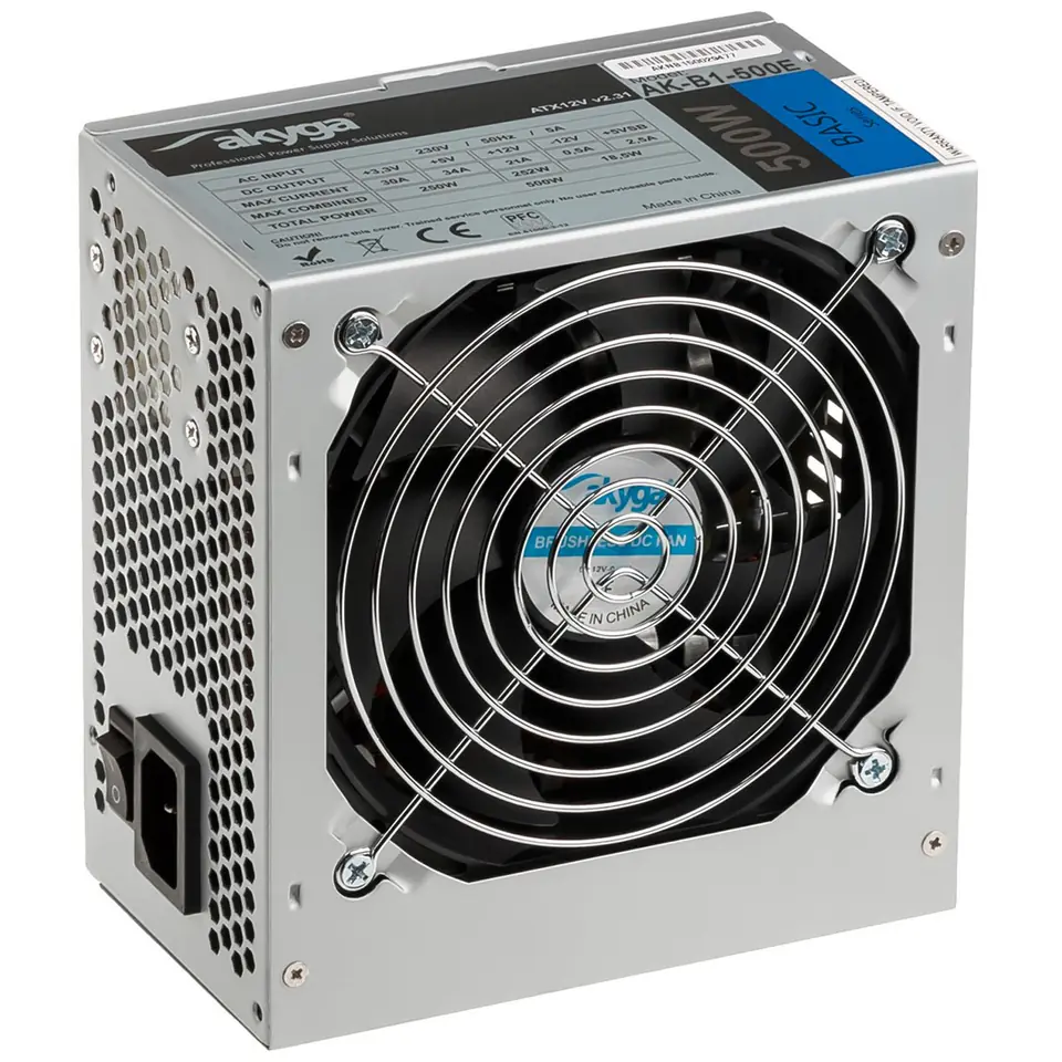 Akyga Basic AK-B1-500E Power Supply (500 W; Passive; 120 mm) at Wasserman.eu