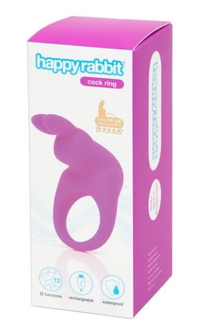 ⁨Happy Rabbit Pierścień Wibrujący Purple 12 Trybow Silikonowy USB⁩ w sklepie Wasserman.eu