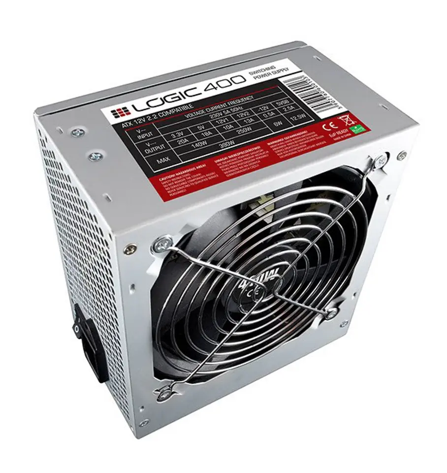 ⁨Logic 400 power supply unit 400 W 20+4 pin ATX ATX Stainless steel⁩ at Wasserman.eu