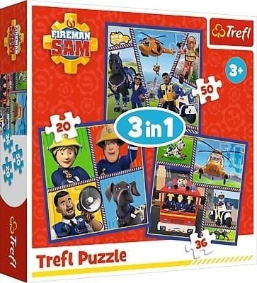 ⁨Puzzle 3w1 Dzień Strażaka Sama TREFL⁩ w sklepie Wasserman.eu