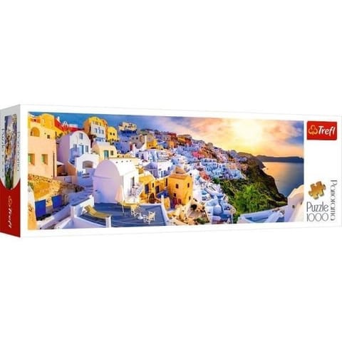 ⁨Puzzle 1000 Panorama Zachód słońca na Santorini⁩ w sklepie Wasserman.eu