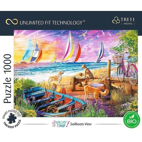 ⁨Puzzle 1000 Vacay Time: Sailboats View TREFL⁩ w sklepie Wasserman.eu