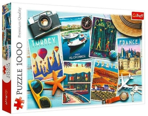 ⁨Puzzle 1000 Wakacyjne pocztówki TREFL⁩ w sklepie Wasserman.eu
