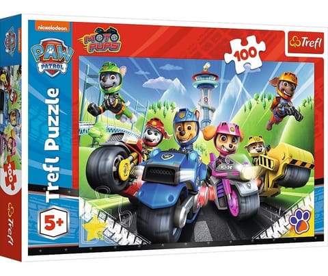 ⁨Puzzle 100 Psi Patrol na motorach TREFL⁩ w sklepie Wasserman.eu