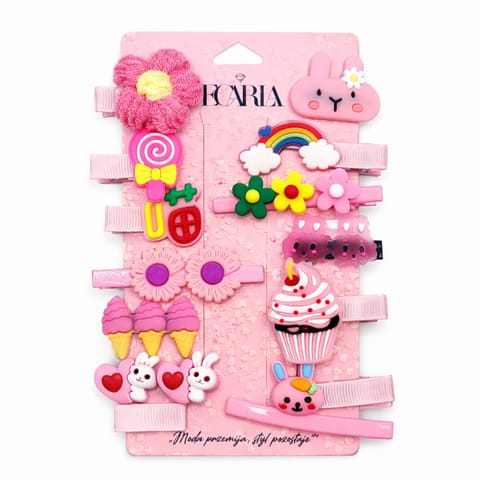 ⁨Zestaw pakiet 14w1 spinek wsuwek do włosów, kwiatki, lato róż SP456⁩ w sklepie Wasserman.eu