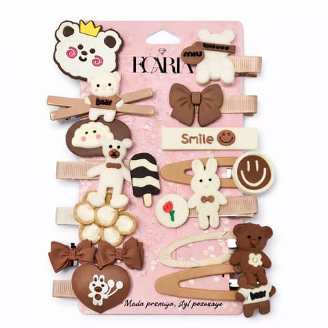 ⁨Zestaw pakiet 14w1 spinek wsuwek do włosów, MISIE, beż, krem SP457⁩ w sklepie Wasserman.eu