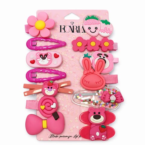 ⁨Zestaw pakiet 14w1 spinek wsuwek do włosów, kwiatki, lato róż SP458⁩ w sklepie Wasserman.eu