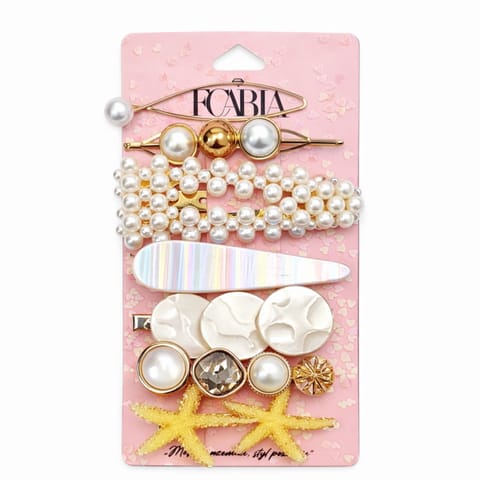 ⁨Zestaw pakiet 14w1 spinek wsuwek do włosów, letnie, rozgwiazdy, masa perłowa SP459⁩ w sklepie Wasserman.eu