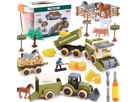 ⁨Farma Traktor Kombajn Do Skręcania Stajnia Gospodarstwo Rolne Zestaw Majsterkowicza Rolnika Zwierzęta Wkrętarka⁩ w sklepie Wasserman.eu