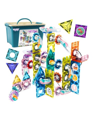 ⁨WOOPIE Klocki Magnetyczne Konstrukcyjne 3D Zestaw Edukacyjny Tor Kulkowy Kulodrom 126el.⁩ w sklepie Wasserman.eu