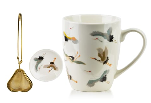 ⁨ARIFA Kubek 370ml z zaparzaczem i podstawką żurawie⁩ w sklepie Wasserman.eu